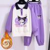 Conjunto de Sudadera de Forro Polar para Niñas, Estilo Otoño e Invierno, Ropa Deportiva Gruesa de Dibujos Animados para Niños, Elegante Conjunto de Dos Piezas de Invierno para Niños Mayores