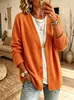 Estilo europeo y americano, corte holgado, cárdigan de punto gofre con hombros caídos, con un sencillo cuello en V y diseño de un solo botón, una chaqueta suéter casual