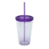 Taza de Plástico de Doble Capa para Popote con Tapa, Suministro Directo Transfronterizo, Taza Cónica de 16 oz, Se Puede Personalizar la Impresión con Color y con Logo, Vaso de Agua