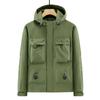 Chaqueta de trabajo con capucha de otoño para hombre, impermeable, para exteriores, a la moda, resistente al viento, con logotipo impreso personalizado.