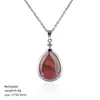 Pingente de Cristal Natural em Forma de Gota d'Água Transfronteiriço com Corrente de Clavícula de Cobre Cravejada de Diamantes, Colar de Cristal de Ametista Natural em Forma de Gota d'Água