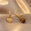 Pendientes Maillard Otoño e Invierno para Mujer, Pendientes de Lujo Ligero de Nicho de Gama Alta, Pendientes Elegantes Populares de Estilo Retro con Piedra de Ojo de Tigre