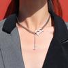 Collar con letra B de cadena gruesa de hip-hop exagerada de estilo europeo y americano, cadena de clavícula con borlas para mujer, acero de titanio, oro de 18 quilates, combina con todo.