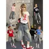 Pantalones Cortos Cropped de Mujer Estilo Retro Americano Verano 2026 Premium de Cintura Alta Nostálgicos de Longitud Media Rectos Sueltos de Pierna Ancha Shorts de Mezclilla