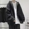 Moletom com capuz e cardigã masculino, estilo de Hong Kong moderno, top esportivo BF versátil, jaqueta hip-hop de marca moderna, manga longa solta