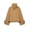 Fabricante de ropa de mujer transfronterizo al por mayor 2026 nuevo gabardina corta de moda casual suelta estilo europeo y americano con cuello alto