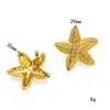 Nuevos Pendientes y Aretes de Estilo Marino de Vacaciones en la Playa Europeos y Americanos con Forma de Estrella de Mar con Diamantes para Mujer, Lujo Accesible y Joyería Impermeable de Gama Alta
