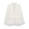 Comercio Exterior Al por Mayor Otoño Nuevo Estilo Europeo y Americano Simple Versátil Color Sólido Chaqueta de Traje con Adorno de Encaje