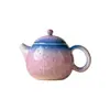 Tetera tallada de color morado degradado del fabricante para té, Set de té Kung Fu de alta gama, Tetera individual de cerámica, Hervidor de agua, Lámpara de conejo de jade, Tetera pequeña
