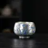 Xícara de Chá de Prata Dourada Xícara Mestra Conjunto de Chá Kung Fu de Alta Qualidade Xícara Única de Cerâmica Caixa de Presente para Idosos, Clientes e Líderes
