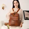 Funda Flip de Cuero Aceitado y Encerado Retro Bolso de Doble Hombro para Hombres y Mujeres Gran Capacidad Cuero de Alta Calidad Mochila para Computadora para Viajes Escolares Mochila Escolar para Estudiantes