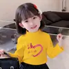 Camisetas de Manga Longa com Gola Alta Meia-Estação Outono/Inverno para Meninas, Camisetas Básicas para Crianças e Bebês, Tops de Veludo Modernos e Fofos