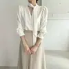 Los tamaños se han actualizado. Conjunto de top chic coreano estilo francés con cuello en V y cintas + falda plisada de cintura alta para mujer