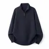 Otoño Invierno Nuevo Suéter de Punto para Hombre de Color Sólido con Media Cremallera Moda Juvenil Casual Capa Base