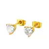 Brincos de aço titânio dourado com zircônia femininos de luxo leve alta qualidade formato de coração amor não desbota brincos de aço titânio médico atacado