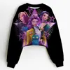 Suéter de Outono Roupas Infantis K-Pop Caçador de Demônios Impressão 3D Transfronteiriço Novo Moletom Curto para Meninas Fornecimento