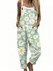 Macacão Casual de Verão com Estampa Floral Digital 3D para Mulheres, Suspensório com Botões, Transfronteiriço Amazon Europeu e Americano