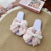 Zapatillas de Casa de Tela con Lazo Grande Estilo Ballet de Palacio para Mujer Primavera y Otoño Interior Antideslizantes Suela Suave