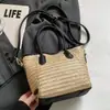 Bolso de Mano Tejido de Paja Color Contrastante Nuevo Diseño Verano 2026 Estilo Casual para Viajes de Negocios Vacaciones Bolso Cruzado de Playa