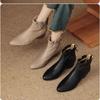 Botas de Moda de Piel Suave con Tacón Cuadrado para Mujer 2026 Invierno Nuevo Estilo Botas de Piel Suave de Tacón Medio con Volantes Botas de Moda Versátiles y Botas para Mujer