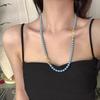 Conjunto de Colar e Pulseira de Pérolas Shijia Qualidade Rosa Azul Azul Prata com Múltiplas Formas de Usar