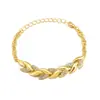 Pulsera de Hoja Dorada Transfronteriza Moda Joyería de Boda para Mujer Chapada en Diamante 18K Pulsera Dorada de Trigo al por Mayor