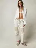 Jeans Nuevos Transfronterizos Europeos y Americanos para Mujer, Estilo Americano Retro, Cintura Alta, Multibolsillos, Cordón, Pantalones de Mezclilla Rectos