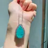 Huabi Joyería Aretes de Vidrio Azul Simulados Set de Joyería de Collar Clavijas 8*16 Colgante 15*25 Mayoreo