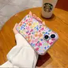 Capa Colorida Floral Dopamina de Verão para iPhone 15 com Design Pintado para iPhone 13/14Pm Capa Protetora com Furo Preciso