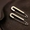 Broche de lujo de doble fila con pedrería, accesorio para ceñir la cintura de la ropa, pasador decorativo anti-exposición