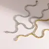 Collar de acero inoxidable con forma de serpiente incrustado de diamantes transfronterizo, cadena para clavícula de acero de titanio con circonita de oro de 18k de nicho de lujo ligero que no se decolora