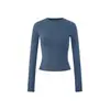 Camiseta básica simples de gola redonda e manga longa para mulheres, top versátil de outono com corte justo, camada interna que afina