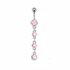 Joyas Transfronterizas Piercing de Ombligo Mariposa de Cuatro Piedras Acero Inoxidable con Accesorios de Cobre Anillo de Ombligo Set de Joyería para Piercing Corporal