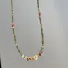 Collar de cuentas hecho a mano con piedras naturales de colores, personalidad de nicho de lujo ligero, accesorio versátil de perlas y turquesas estilo chino nuevo