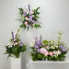 Arreglos de flores artificiales para bodas, arreglos florales para decoración de pasillo, decoraciones de escaparate de compromiso con temática de bosque, arreglos de escena de boda de color rojo rosa