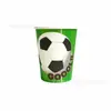 Conjunto de Louça Descartável para Aniversário Infantil Prato de Papel Atmosfera Festiva Festa Padrão Futebol Tema de Festa Verde