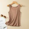 Camisola de Modal para Mujer Primavera y Verano Delgada Ajustada Versátil Camisa Base con Hilo Máscara Ajuste Adelgazante Top Individual