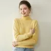 26 Suéter Básico de Punto de Cachemira de Color Sólido Nuevo Otoño/Invierno para Mujer, Cuello Alto, Capa Interior Cálida, Corte Ajustado, Amigable con la Piel