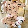 Pijama para Mujer Primavera y Otoño Estilo Coreano 2025 Manga Larga Lindo Traje de Dibujos Animados de Estudiante Suelto Traje de Ropa para el Hogar Otoño e Invierno