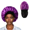 Nueva Gorra de Dormir Elástica de Ala Ancha para Belleza y Cuidado del Cabello, Borde Elástico Doble Capa Satín Bloque de Color Cúpula Gorra para Cuidado del Cabello