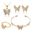Traje de joyería de lujo de venta caliente de comercio exterior Europa y Estados Unidos exquisita joyería de mariposa pulsera de cuatro piezas collar pendientes anillo