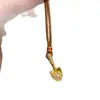 Novo Colar de Corda Trançada Marrom "Pá de Ouro" Estilo Chinês, Estilo Étnico, Corrente de Suéter Longa Personalizada Única e Deslumbrante