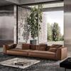 Sofá de Couro Roger Design Moderno Simples Estilo Italiano Sala de Estar Linha Reta Sofá de Couro de Camurça Camada Superior Móveis Foshan