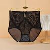 Lingerie de Renda Estilo Francês Luxo Leve Costura em Tela Nua Cintura Média Vazada Laço Joia Respirável Confortável para Mulheres