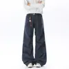 Calça cargo cáqui casual de algodão grosso para outono para homens, levemente flare, resistente, plissada, perna larga, estilo de rua, lavagem americana