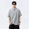 Marca Americana Moderna Design Sense Camiseta Retrô Pesada Desconstruída Respirável Manga Curta Solta Sensação de Gelo Manga Curta Masculina Chegada Nova de Verão