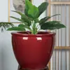 Maceta de Cerámica Jingdezhen Hecha a Medida con Esmalte Rojo Sauce Negro Dorado, Recipiente Redondo Extra Grande para Plantar Árboles y Plantas Verdes, Maceta de Estilo Chino Moderno