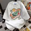 Camiseta Divertida de Manga Corta con Estampado de Diseño de Nicho Estilo Americano para Mujer Verano 2025 Nueva Prenda Superior Casual Holgada para el Trabajo