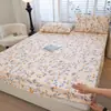 Sábana bajera ajustada exclusiva transfronteriza hipoalergénica, sábana bajera individual de color liso impresa cepillada, funda de colchón, protector de colchón a prueba de polvo y funda de almohada