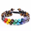 Pulsera Bohemia de Doble Capa de Piedra Natural Colorida de 6 mm para Mujer Pulsera de Árbol de la Vida con Cuentas de Piedra Natural Cristal Ónix